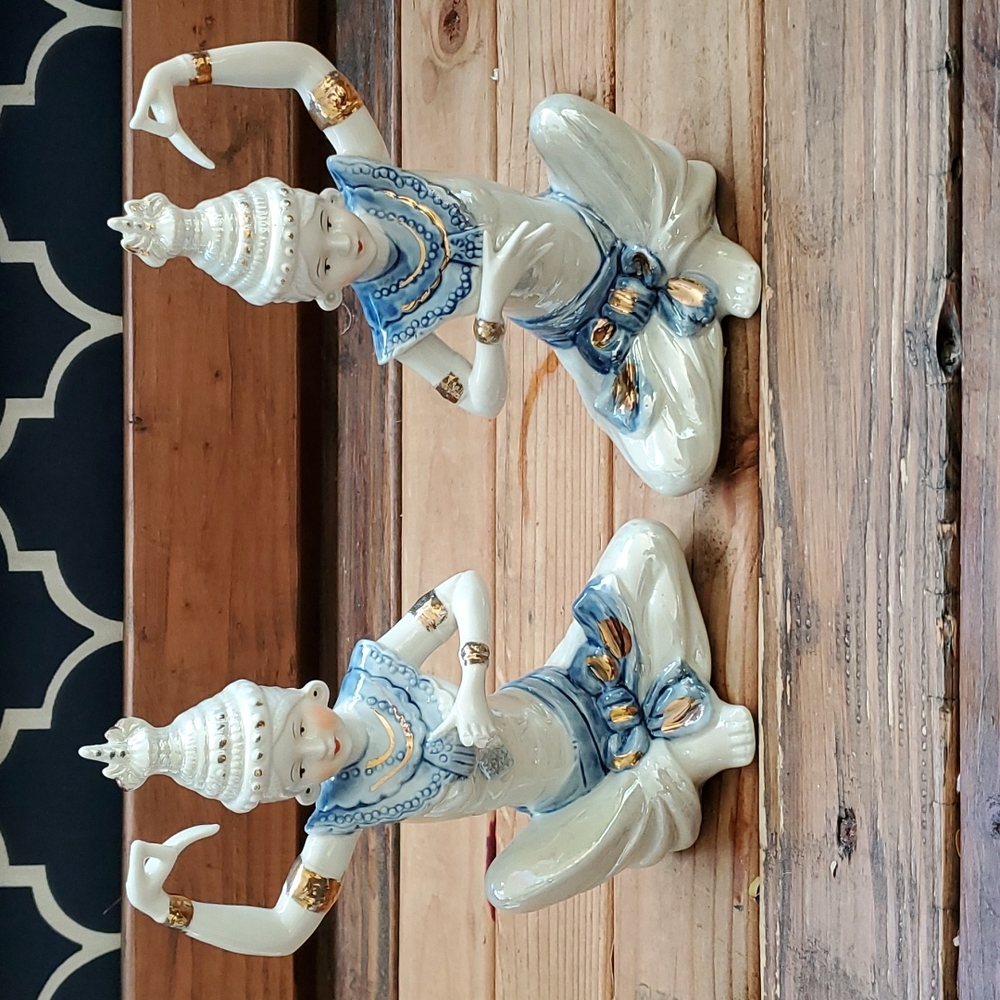 2 Thai Temple Dancer Figurines